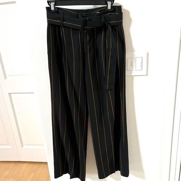 Vince High Waisted Striped Wide Leg Trouser Pants 0 - Picture 6 of 14